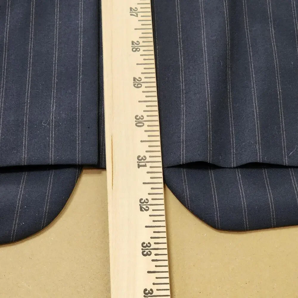 Vintage Boardroom Suit Jacket Mens 42 Blue Wool Pinstripe Two Button Made In USA